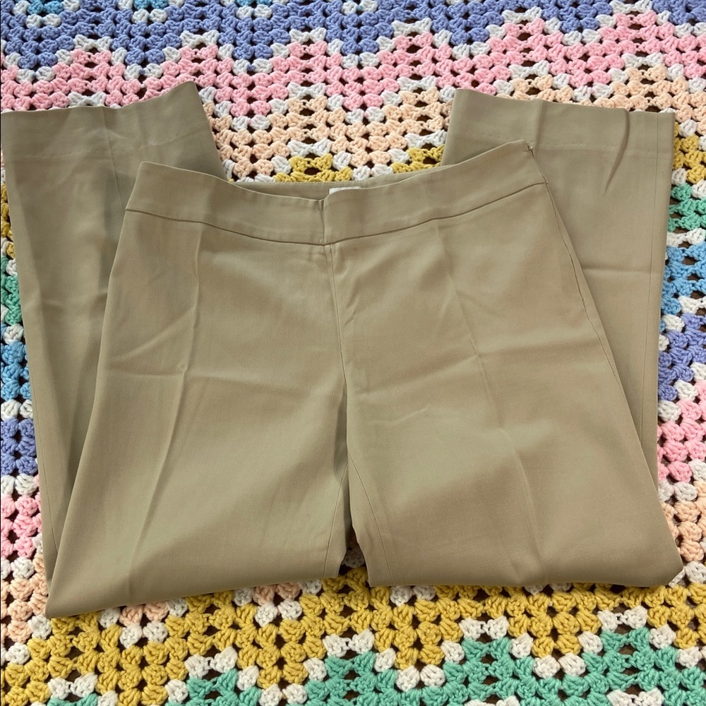 Armani Collezioni womens 8 tan khaki straight leg dress pants work wool blend